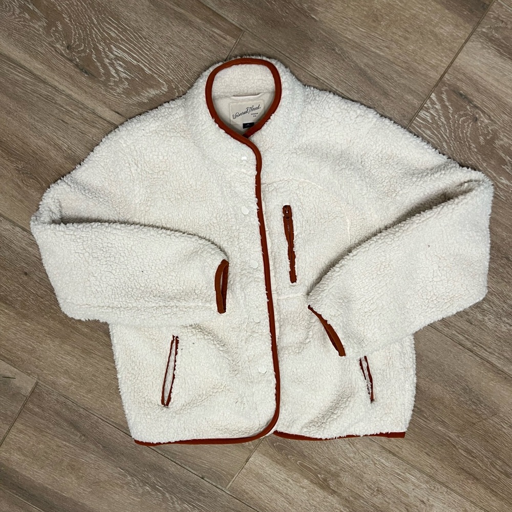 Universal Thread White and Brown Teddy Jacket